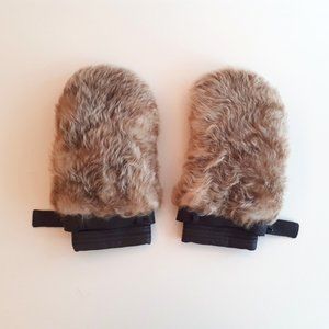 Hugo Boss Lambskin Leather Fur Mitten Gloves (One Size)